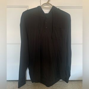 BLACK BUTTON UP HOODIE